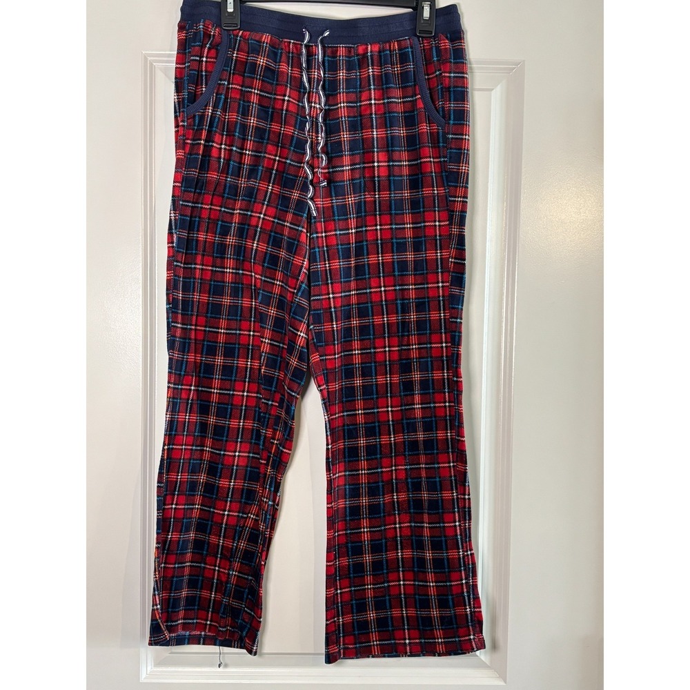 Nautica‎ Pajama Pants Womens Medium Red Plaid Stretch Straight Leg Drawstring